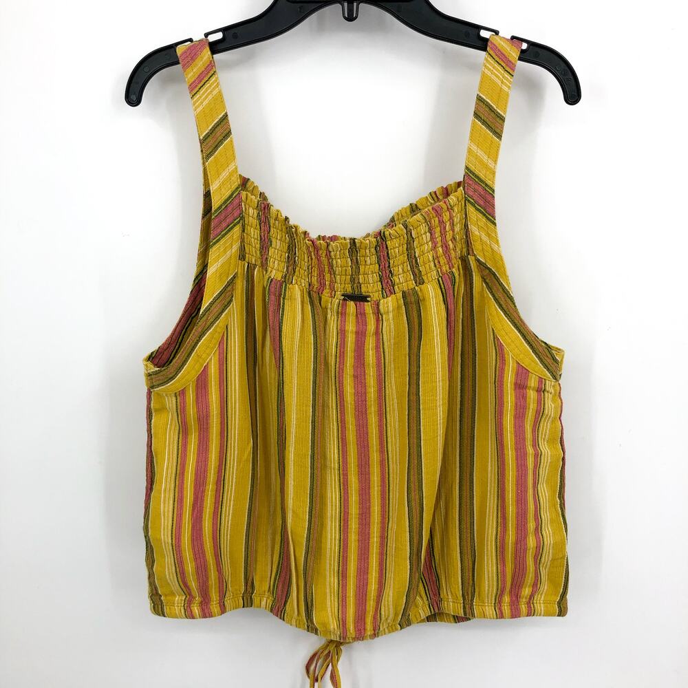 PRANA Women's Little Palm Cami Tank Top Large Yellow Leapfrog Stripe NWT - Picture 8 of 12